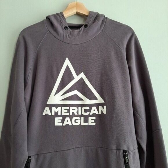 AEO Sweatshirt Hoodie Purple Pullover Top Men's Sz L Flawed - Picture 3 of 12